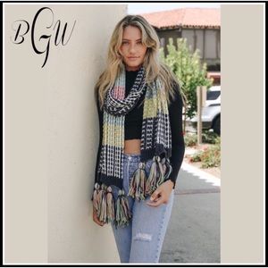 SALE OVERSIZED COLOR BLOCKED SCARF W/FRINGE